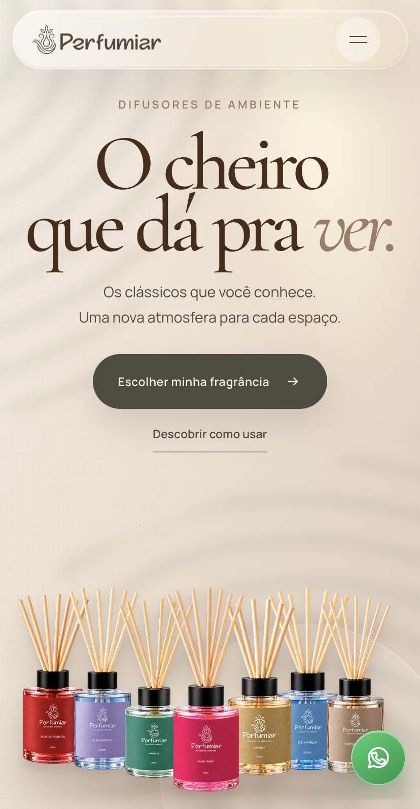 Home do site da Perfumiar vista no celular